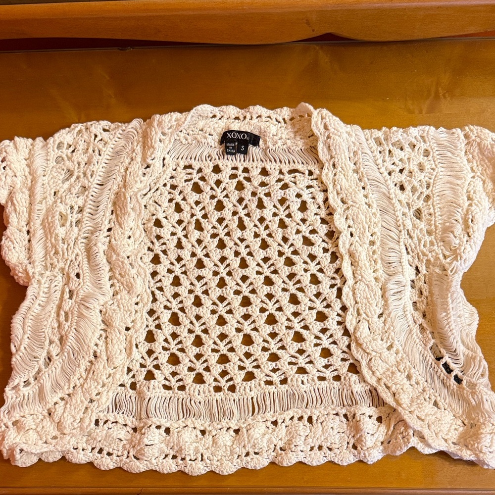 XOXO Ivory Crochet Cardigan